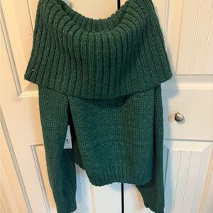 No Boundaries Green Cowl Neck Sweater